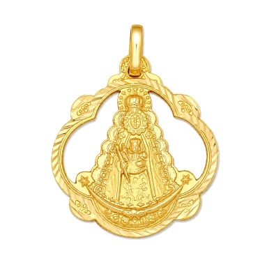 <STRONG>Medalla Virgen del Rocio 24 mm calada oro 18k helice</STRONG>. <STRONG>Medalla</STRONG> de la <STRONG>Virgen del Rocio</