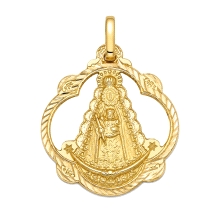 <STRONG>Medalla Virgen del Rocio 20 mm calada oro 18k helice</STRONG>. <STRONG>Medalla</STRONG> de la <STRONG>Virgen del Rocio</