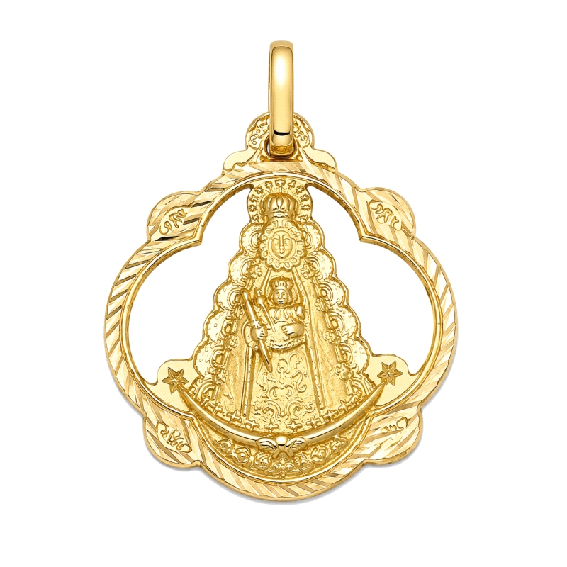 <STRONG>Medalla Virgen del Rocio 20 mm calada oro 18k helice</STRONG>. <STRONG>Medalla</STRONG> de la <STRONG>Virgen del Rocio</