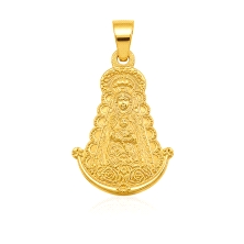 <STRONG>Medalla Virgen del Rocio 19 x 13 mm oro 18k silueta</STRONG>. Medalla de la Virgen del Rocio con un tamaño de 19 mm de a