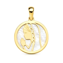 <P><STRONG>Medalla virgen niña 17 mm oro amarillo 18k nacar.</STRONG><BR><STRONG>Medalla</STRONG> con la <STRONG>virgen niña</ST