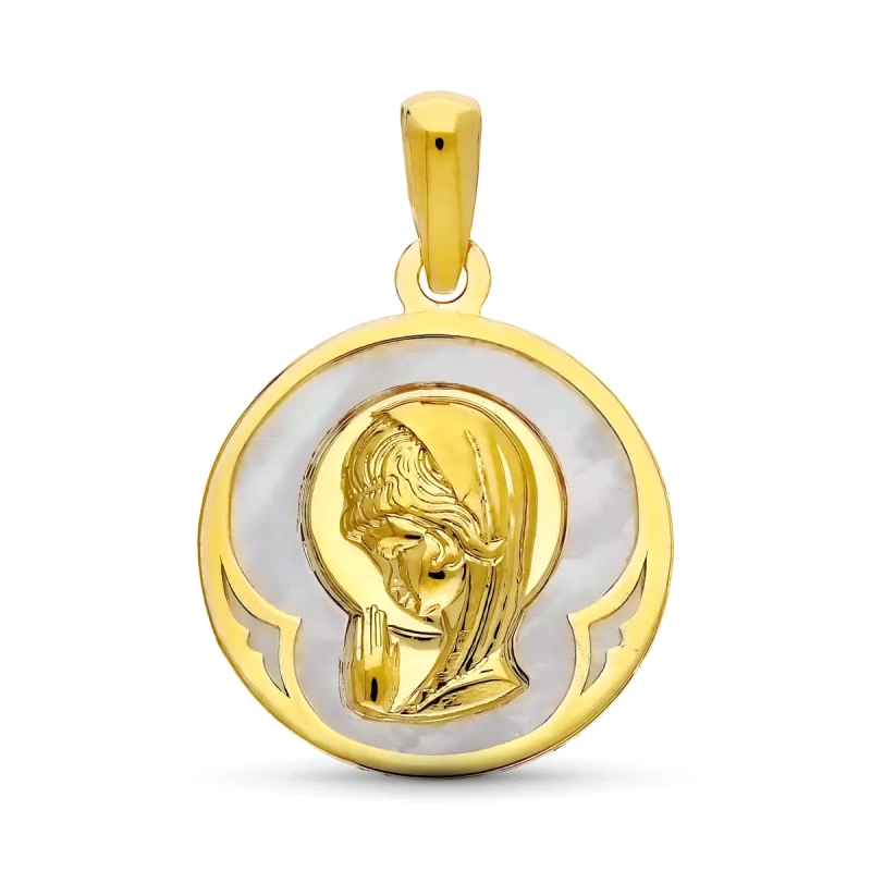 <P><STRONG>Medalla virgen niña 15 mm oro amarillo 18k nacar.</STRONG><BR>Bonita <STRONG>medalla</STRONG> par niña con la imagen 