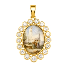 <STRONG>Medalla Virgen de Fátima 23 x 19 mm oro 18k esmalte. Medalla Virgen de Fátima</STRONG> con circonitas. Esta <STRONG>meda