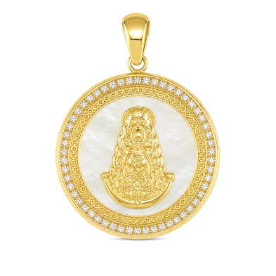 <STRONG>Medalla Virgen del Rocio&nbsp;20 mm oro 18k nacar</STRONG>.&nbsp;<STRONG>Medalla</STRONG> con la silueta de la <STRONG>V