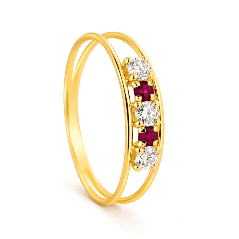 <STRONG>Anillo mujer oro 18 kl circonita blanca y roja</STRONG>. <BR><STRONG>Anillo</STRONG> de <STRONG>oro</STRONG> para<STRONG