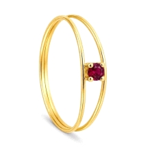 <STRONG>Anillo mujer oro 18k circonita roja</STRONG>. <BR><STRONG>Anillo</STRONG> de mujer&nbsp;doble con circonita&nbsp;<STRONG