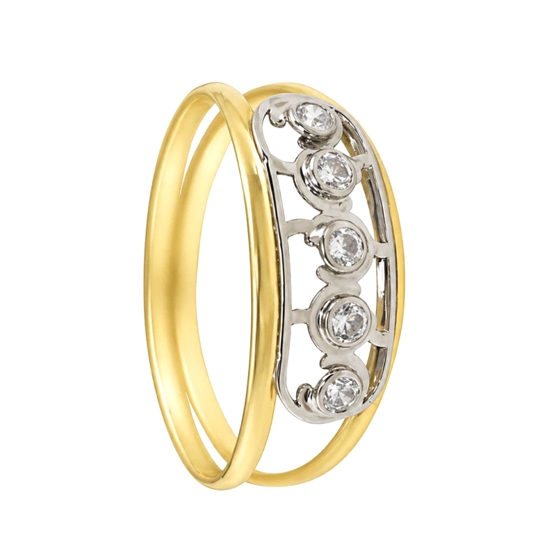 <STRONG>Anillo mujer oro 18k bicolor con circonitas.</STRONG><BR><STRONG>Anillo</STRONG> de <STRONG>mujer</STRONG> con los filos