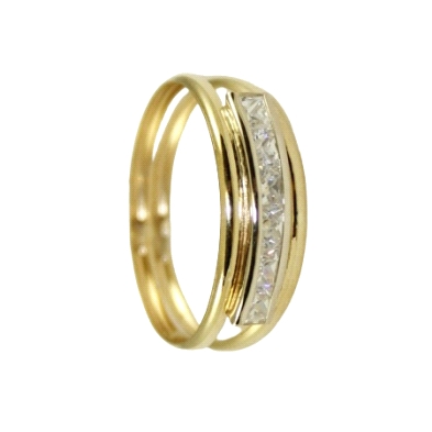 <P><STRONG>Anillo mujer oro 18k bicolor con hilera circonitas.</STRONG><BR><STRONG>Anillo de mujer de oro amarillo</STRONG> y el
