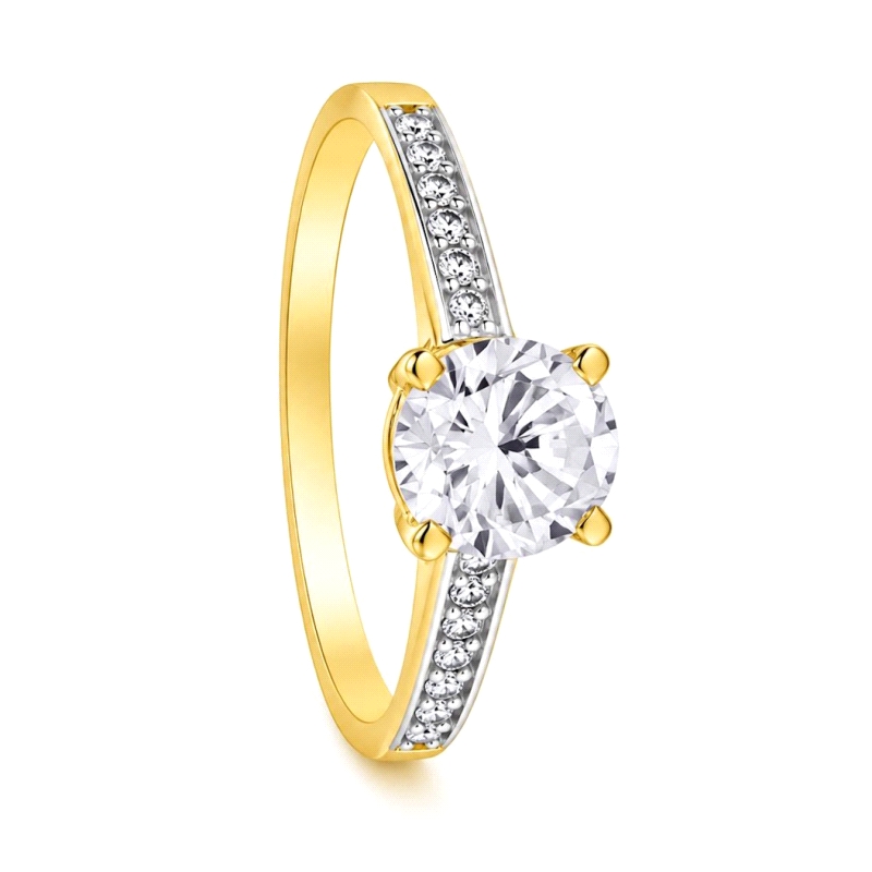 <STRONG>Anillo mujer solitario oro 18k.</STRONG><BR><STRONG>Solitario</STRONG> con una&nbsp;circonita central de 6 mm y&nbsp;fil