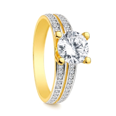 <STRONG>Anillo mujer oro 18k bicolor doble con circonitas.</STRONG><BR><STRONG>Sortija</STRONG> de&nbsp;<STRONG>mujer bicolor</S