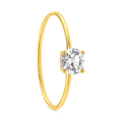 Anillo solitario oro amarillo con&nbsp;circonita <BR>Solitario de mujer en oro amarillo con una circonita de 5mm<BR>Anillo de mu