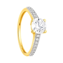 <STRONG>Anillo mujer oro 18k solitario bicolor. <BR>Sortija</STRONG>&nbsp;para<STRONG> mujer</STRONG> con&nbsp;una circonita cen