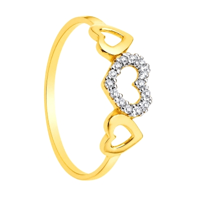<STRONG>Anillo mujer oro 18k corazones.<BR>Sortija</STRONG> de <STRONG>mujer</STRONG> bicolor con tres <STRONG>corazones</STRONG