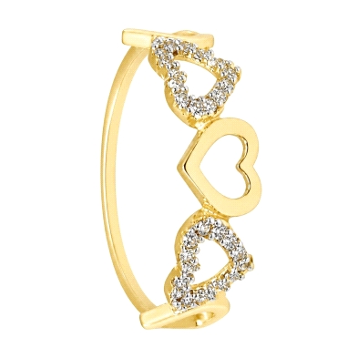 <P><STRONG>Anillo mujer oro 18k con 3 corazones.<BR>Sortija</STRONG> de <STRONG>mujer</STRONG> bicolor con tres <STRONG>corazone