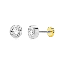 <P><STRONG>Pendiente de bebé oro blanco 18k chatón 3mm</STRONG>. Estos <STRONG>pendientes de oro blanco para recien nacida</STRO