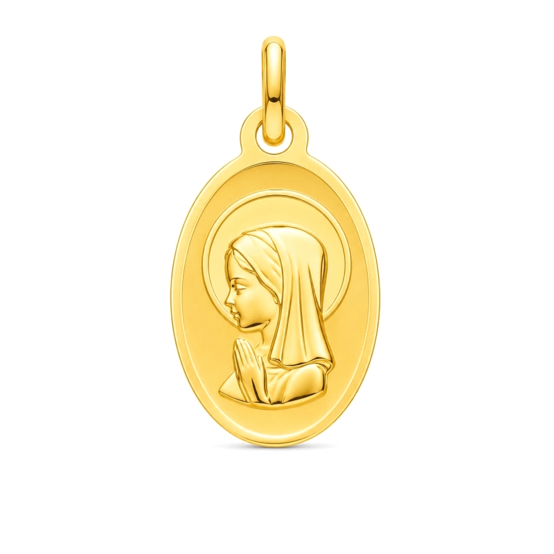 <STRONG>Medalla niña 15 x 10 mm oro amarillo 9k ovalada</STRONG>. Medalla para niña con forma <STRONG>ovalada</STRONG>, su tamañ