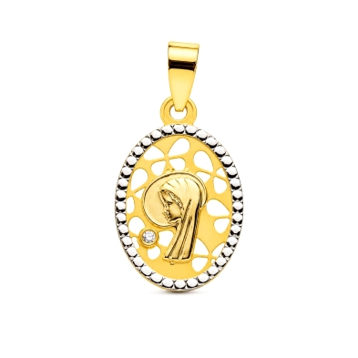 <STRONG>Medalla virgen niña 16 mm oro amarillo 9k calada.</STRONG><BR>Medalla para niña con la imagen de la virgen niña en reliv