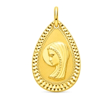 <STRONG>Medalla oro 9 kilates niña</STRONG> lagrima tallada.<STRONG> Medalla de oro 9 kilates</STRONG> para niña de en forma de 