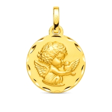 <STRONG>Medalla bebé ángel de la guarda 14 mm oro 9 kilates.<BR>Medalla</STRONG> de <STRONG>bebé </STRONG>con la imagen del <STR
