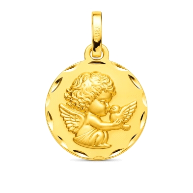 <STRONG>Medalla bebé ángel de la guarda 14 mm oro 9 kilates.<BR>Medalla</STRONG> de <STRONG>bebé </STRONG>con la imagen del <STR