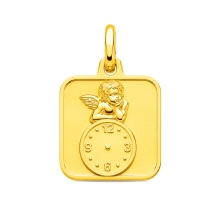 <P><STRONG>Medalla Angelito</STRONG> Querubín de Rafael con Reloj <BR>Cuadrada con Terminación Laser<BR>Fabricado en <STRONG>Oro