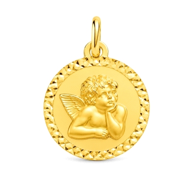 <STRONG>Medalla bebé angelito 16 mm oro 9 kilates tallado cruzado.</STRONG><BR><STRONG>Medalla</STRONG> de <STRONG>bebé</STRONG>