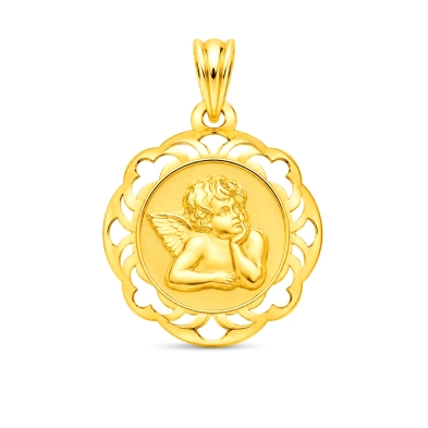 <P><STRONG>Medalla&nbsp;oro 9 kilates Angel</STRONG><BR>Calada con Terminación Laser<BR>Fabricada en <STRONG>Oro de 9 Kilates</S