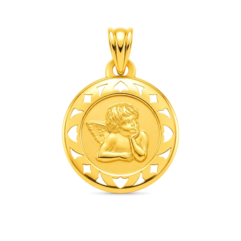 <P><STRONG>Medalla&nbsp;Angelito</STRONG> Querubín de Rafael <BR>Calada con Terminación Laser<BR>Fabricado en <STRONG>Oro de 9 K