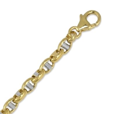 <STRONG>Pulsera para hombre oro bicolor 18k 5mm</STRONG>&nbsp;&nbsp; <BR>Esta <STRONG>pulsera de eslabones bicolor</STRONG> tien